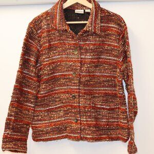 ChicosTweed Button-Up Jacket - Size Medium - Polyester/Rayon/Cotto